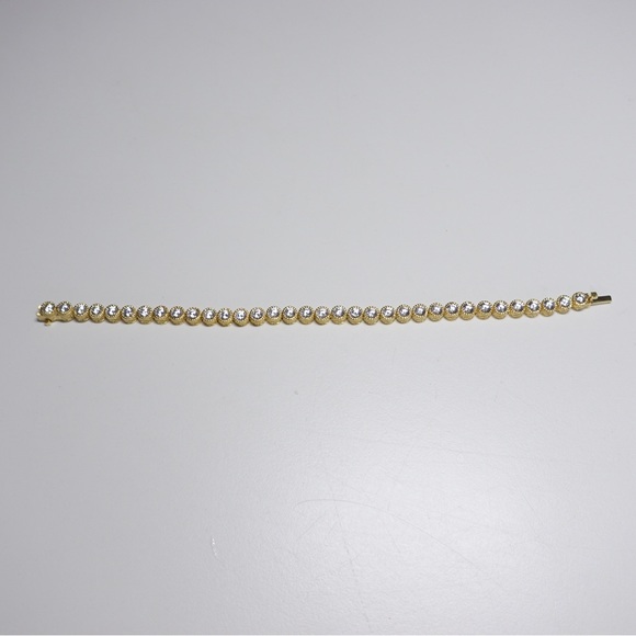 Judith Ripka 14K Gold Clad Sterling Silver 925 & Diamonique CZ Tennis Bracelet - Picture 3 of 11